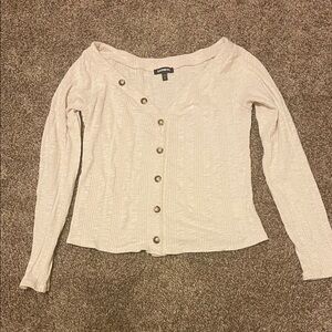 Express Off-White Button-Down Top